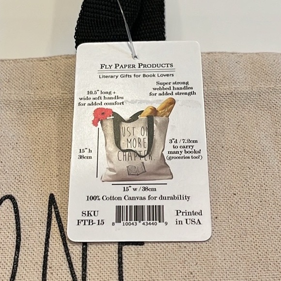 NWT Just One More Chapter Tote Book Bag & 2 Enamel Pins - Picture 6 of 11